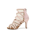 Bottes de danse latine à talons personnalisés rose clair